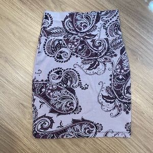 Purple Patterned Pencil Skirt